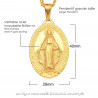 PE0137 BOBIJOO Jewelry Large Pendant Medallion Virgin Miraculous Mary Steel Gold