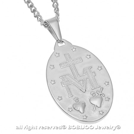 PE0137S BOBIJOO Jewelry Gran Colgante De La Virgen Milagrosa De María, De Acero, De Plata