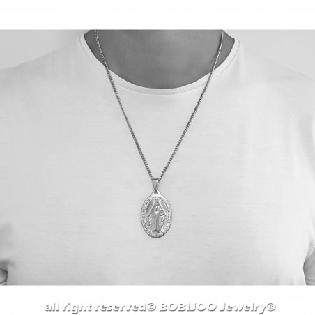 PE0137S BOBIJOO Jewelry Große Anhänger Mit Der Wundertätigen Madonna Maria Stahl Silber
