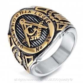 BA0041 BOBIJOO Jewelry Siegelring Ring Freimaurerei UGLQ PHOENIX LOGDE 85 Gold Ende