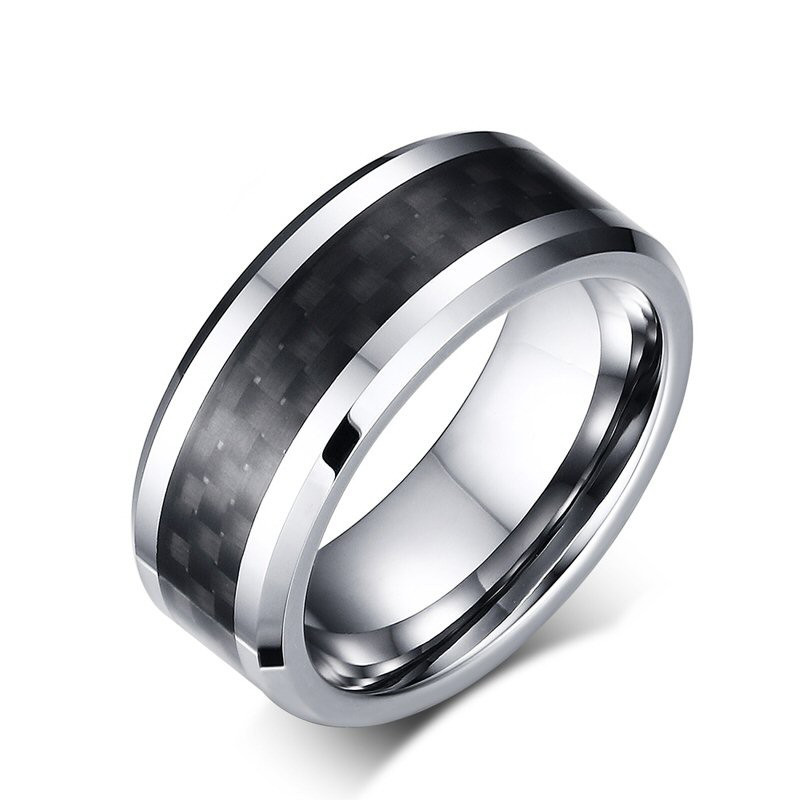 BA0029 BOBIJOO Jewelry Anello Uomo Acciaio Inossidabile, Tungsteno e Carbonio Trend di Qualità