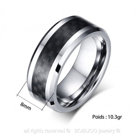 BA0029 BOBIJOO Jewelry Ring Mann, Edelstahl, Wolfram und Kohlenstoff Trend Qualität