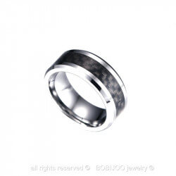 Bague Homme Acier Inoxydable Tungstène et Carbone Tendance Qualité  bobijoo