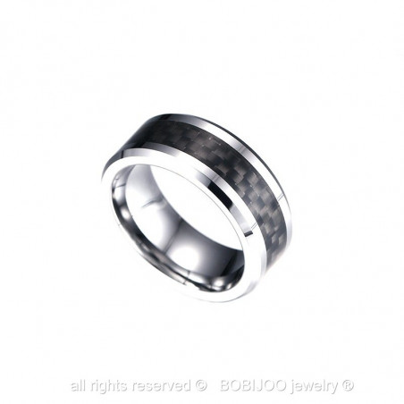 BA0029 BOBIJOO Jewelry Anello Uomo Acciaio Inossidabile, Tungsteno e Carbonio Trend di Qualità