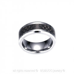 Bague Homme Acier Inoxydable Tungstène et Carbone Tendance Qualité  bobijoo