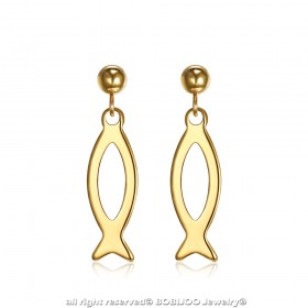 Boucles d'Oreilles Evangéliste Ichthus Poisson Or bobijoo