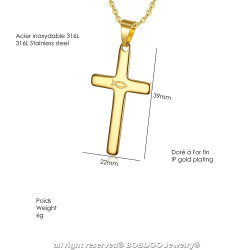PE0185 BOBIJOO Jewelry Ciondolo croce Evangelica Ichthus Pesce Gesù Oro 39mm