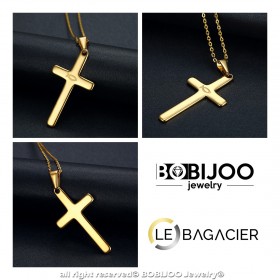 PE0185 BOBIJOO Jewelry Anhänger Kreuz Evangelische Ichthus Fisch-Jesus Gold 39mm