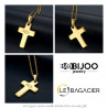 PE0186 BOBIJOO Jewelry Cross pendant Evangelical Ichthus Fish Jesus Gold 28mm