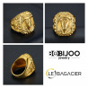 BA0243 BOBIJOO Jewelry Großen Siegelring Ring Kopf Jesu Stahl Gold Kreuz