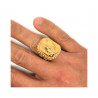 BA0243 BOBIJOO Jewelry Big Signet Ring Head Jesus Steel Gold Cross