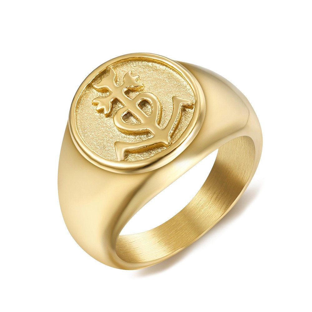 BA0303 BOBIJOO Jewelry Ring Siegelring herren damen Kreuz der Camargue Gold