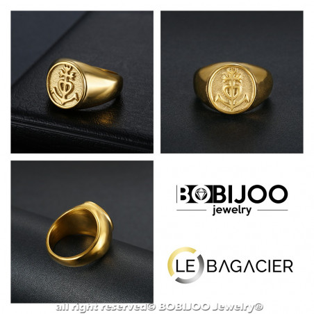 BA0303 BOBIJOO Jewelry Ring Siegelring herren damen Kreuz der Camargue Gold