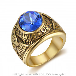 Bague Chevalière Homme United States Navy Or Noir Bleu bobijoo