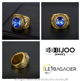 BA0304 BOBIJOO Jewelry Ring Signet Ring Man United States Navy Gold Black Blue