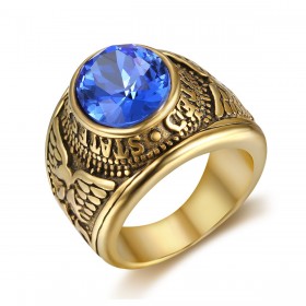 BA0304 BOBIJOO Jewelry Ring Siegelring Mann, Der United States Navy, Gold Schwarz Blau