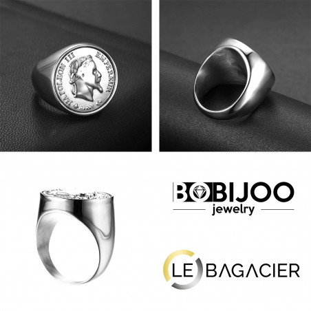 BA0307 BOBIJOO Jewelry Siegelring Ring Edelstahl 20 Francs NAPOLEON