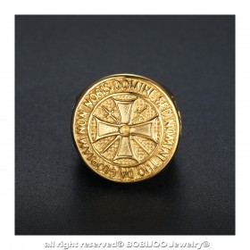 BA0308 BOBIJOO Jewelry Ring Knight Order Templar Crude Steel Plated Golden Gold