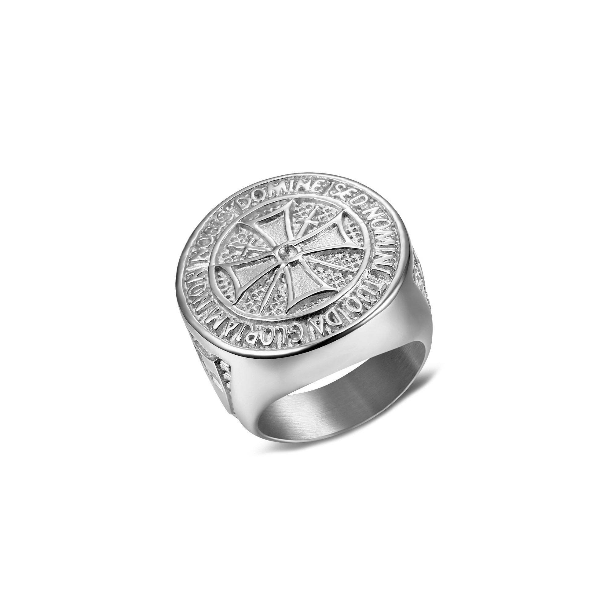Bague Chevalière Ordre Templier Brut Acier Argenté 17,90