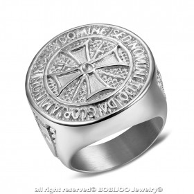 BA0309 BOBIJOO Jewelry Anillo De Caballero De La Orden De Los Templarios De Acero Crudo, Plata