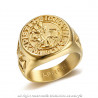 BA0310 BOBIJOO Jewelry Ring Siegelring Edelstahl Gold-Siegel der Templer Christus