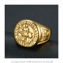 BA0310 BOBIJOO Jewelry Anello anello in Acciaio Oro dei Templari Sigillo di Cristo
