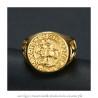 BA0310 BOBIJOO Jewelry Ring Signet ring Steel Gold Templar Seal Christ