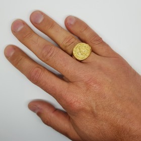 BA0310 BOBIJOO Jewelry Ring Signet ring Steel Gold Templar Seal Christ