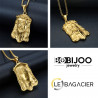 PE0129 BOBIJOO Jewelry Pendant Head of Jesus Christ Steel Gold + Chain