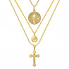 PEF0044 BOBIJOO Jewelry Alle 3 Anhänger Halsketten Ketten Stahl Gold Catholic