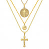 PEF0044 BOBIJOO Jewelry Tutti E 3 Ciondoli Collane Catene, Acciaio Oro Cattolica
