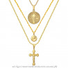 PEF0044 BOBIJOO Jewelry All 3 Pendants Necklaces Chains Steel Gold Catholic