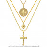 PEF0044 BOBIJOO Jewelry All 3 Pendants Necklaces Chains Steel Gold Catholic