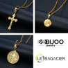PEF0044 BOBIJOO Jewelry Alle 3 Anhänger Halsketten Ketten Stahl Gold Catholic