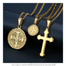 PEF0044 BOBIJOO Jewelry Todos Los 3 Colgantes De Los Collares De Cadenas De Acero De Oro Católica