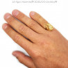BA0315T BOBIJOO Jewelry Discreet Signet Ring Lion Head Gold Eyes Rhinestones