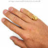 BA0315V BOBIJOO Jewelry Discreet Signet Ring Lion Head Gold-Green Eyes