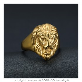 BA0315 BOBIJOO Jewelry Discreto Anello Testa Di Leone Acciaio Oro Bambino