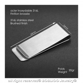 Brushed Stainless Steel Money Clip Choice of Pattern bobijoo