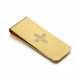 Money clip Brushed Stainless Steel Gold Pattern of your choice bobijoo