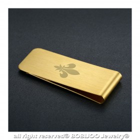 Money clip Brushed Stainless Steel Gold Pattern of your choice bobijoo