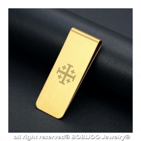Pince à billet Acier Inox Brossé Or Motif au Choix bobijoo