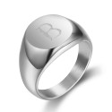 BA0263 BOBIJOO Jewelry Signet Ring Man Initial Engraved Steel 316 Silver