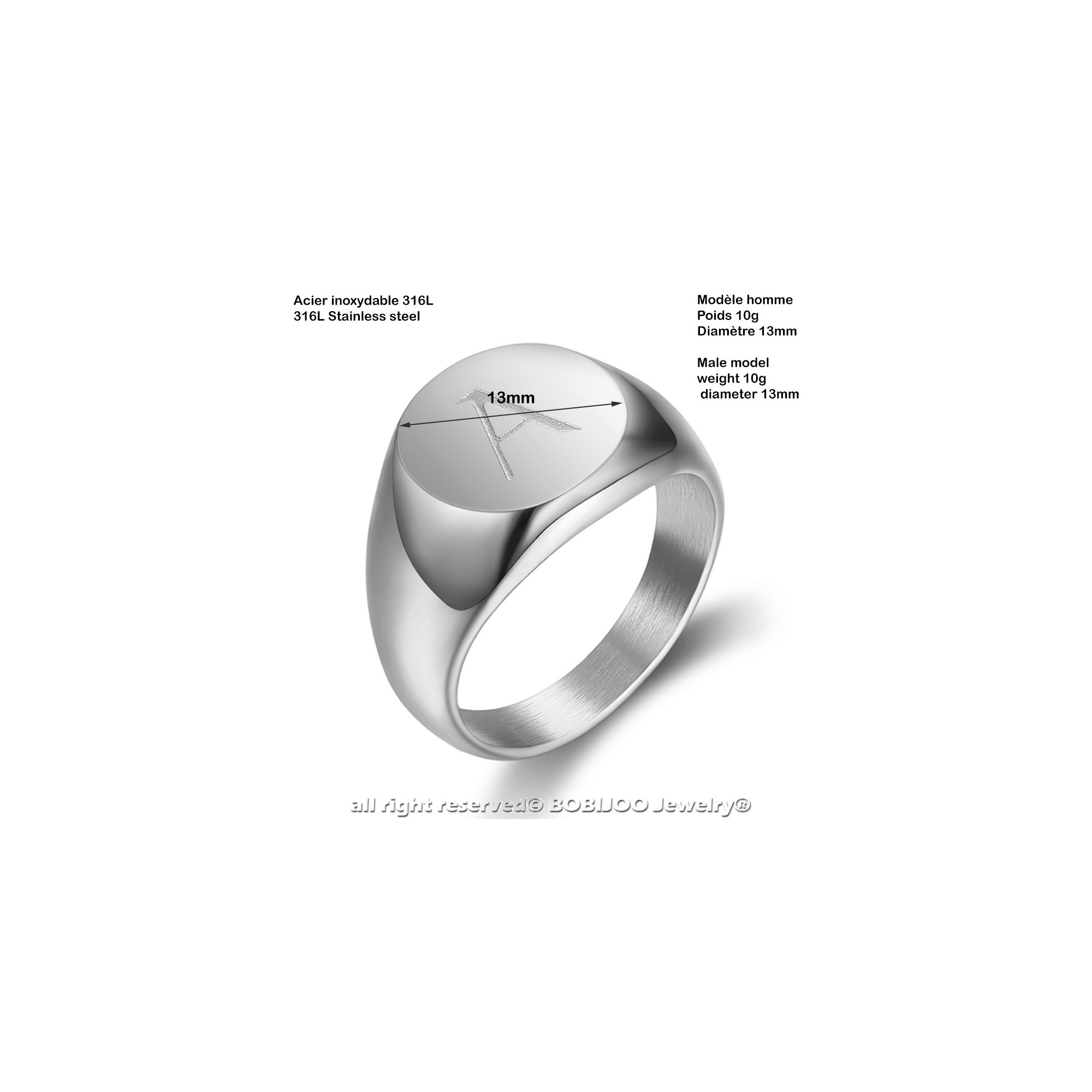 Bague Acier Inoxydable Bague Homme Grave Bague Homme Argentée à