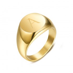 BAF0037 BOBIJOO Jewelry Anello Donna Iniziale Incisa In Acciaio 316 Oro Oro