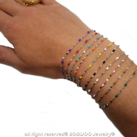BR0272S BOBIJOO Jewelry Armband Minimalistischen Stahl-Email Farbe zur Auswahl