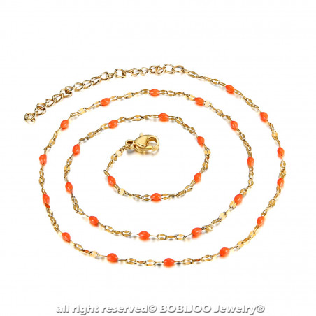 COF0032 BOBIJOO Jewelry Minimalistische halskette Edelstahl Gold-Email-Farbe nach Wahl 38cm