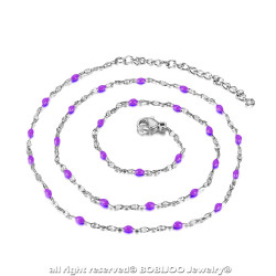 COF0032S BOBIJOO Jewelry Halskette Minimalistischen Stahl-Email Farbe zur Auswahl 38cm
