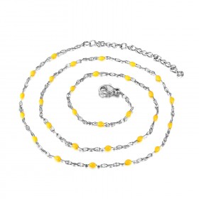 Collier Minimaliste Acier Email Couleur au Choix 38cm bobijoo