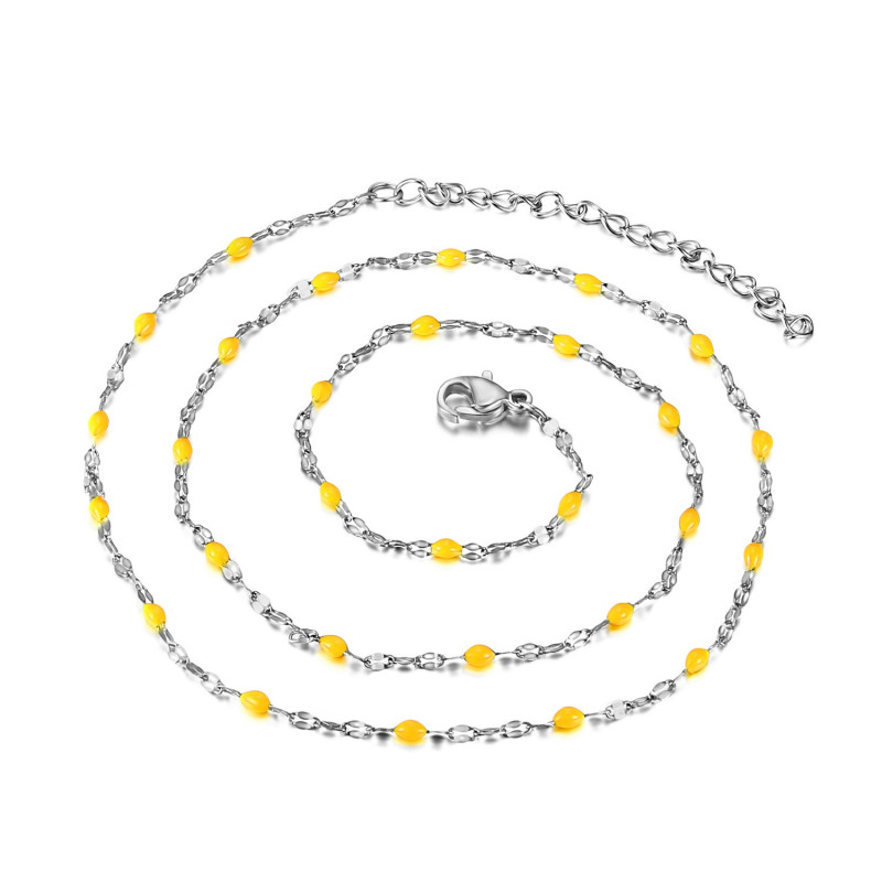Collier Minimaliste Acier Email Couleur au Choix 38cm bobijoo Collier Minimaliste Acier Email Couleur au Choix 38cm bobijoo